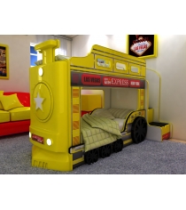 Двухъярусная кровать машина Паровоз желтый